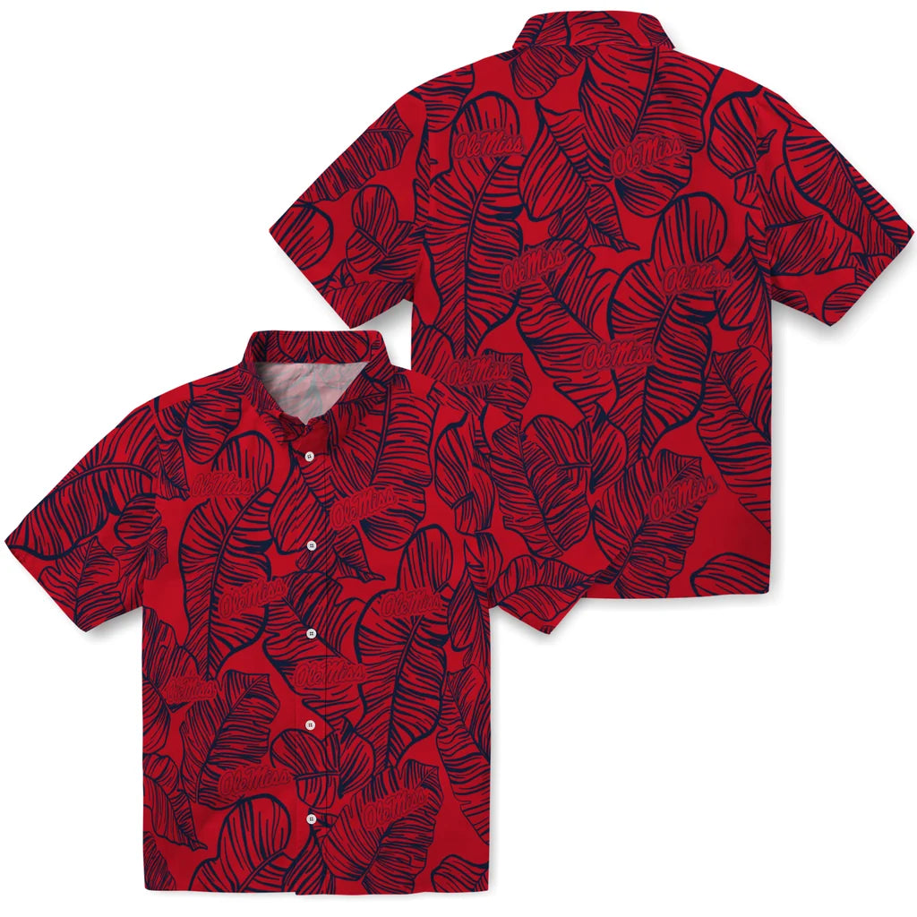 Ole Miss Rebels Hawaiian Shirt - Leaf Outline | Hula Hawaiian Shirts