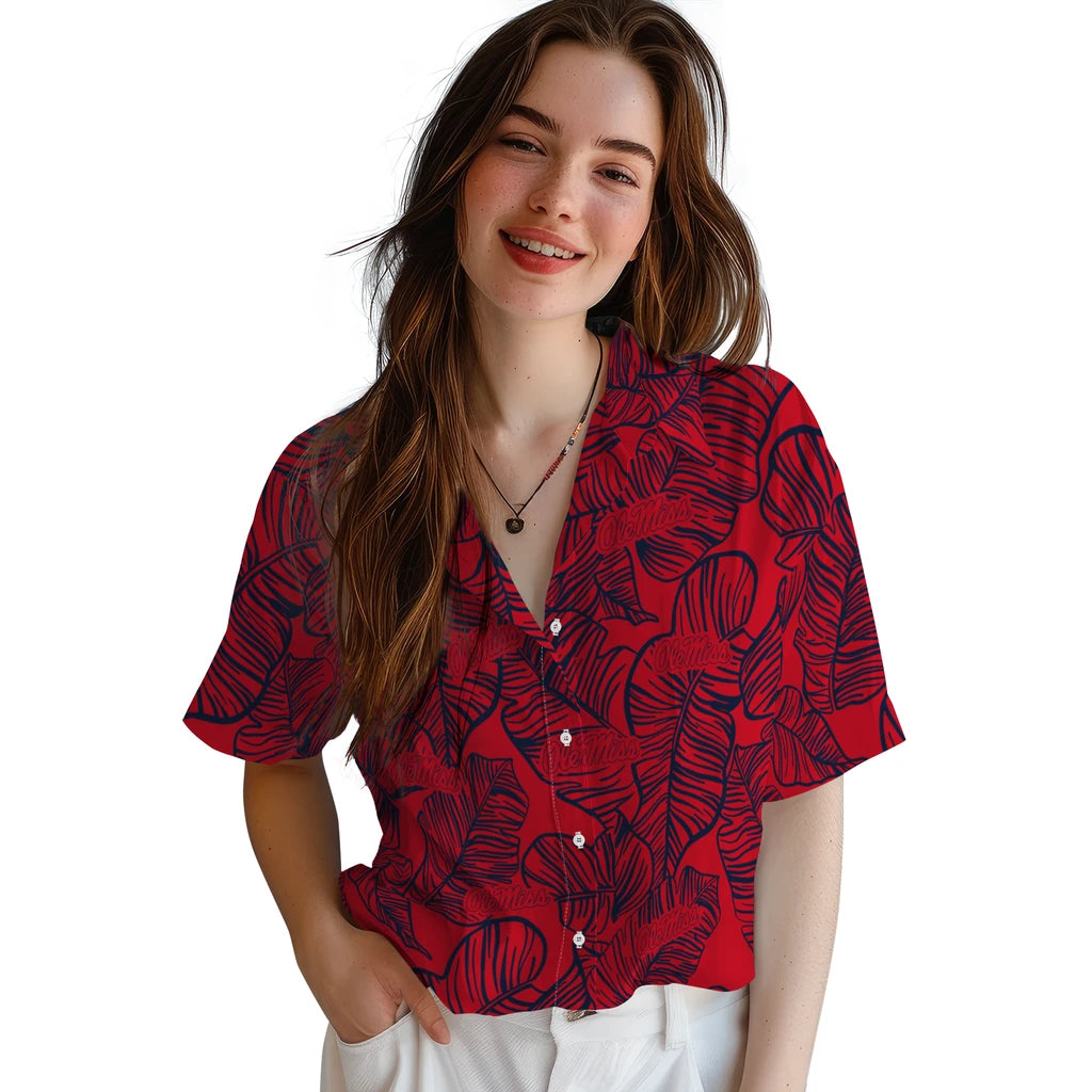 Ole Miss Rebels Hawaiian Shirt - Leaf Outline | Hula Hawaiian Shirts