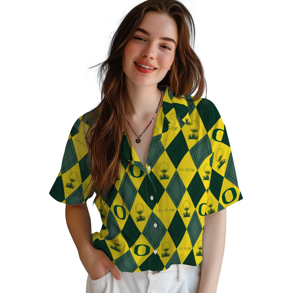 Oregon Ducks Hawaiian Shirt - Golfing Plaid | Hula Hawaiian Shirts