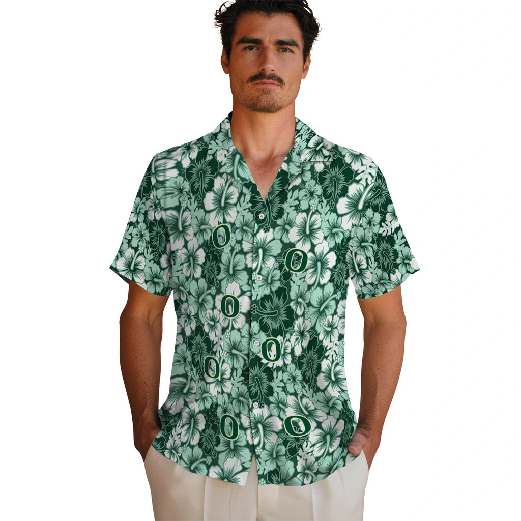 Oregon Ducks Hawaiian Shirt - Hibiscus Blooms | Hula Hawaiian Shirts