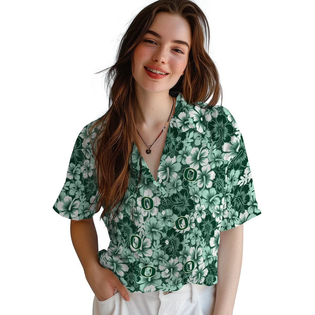 Oregon Ducks Hawaiian Shirt - Hibiscus Blooms | Hula Hawaiian Shirts