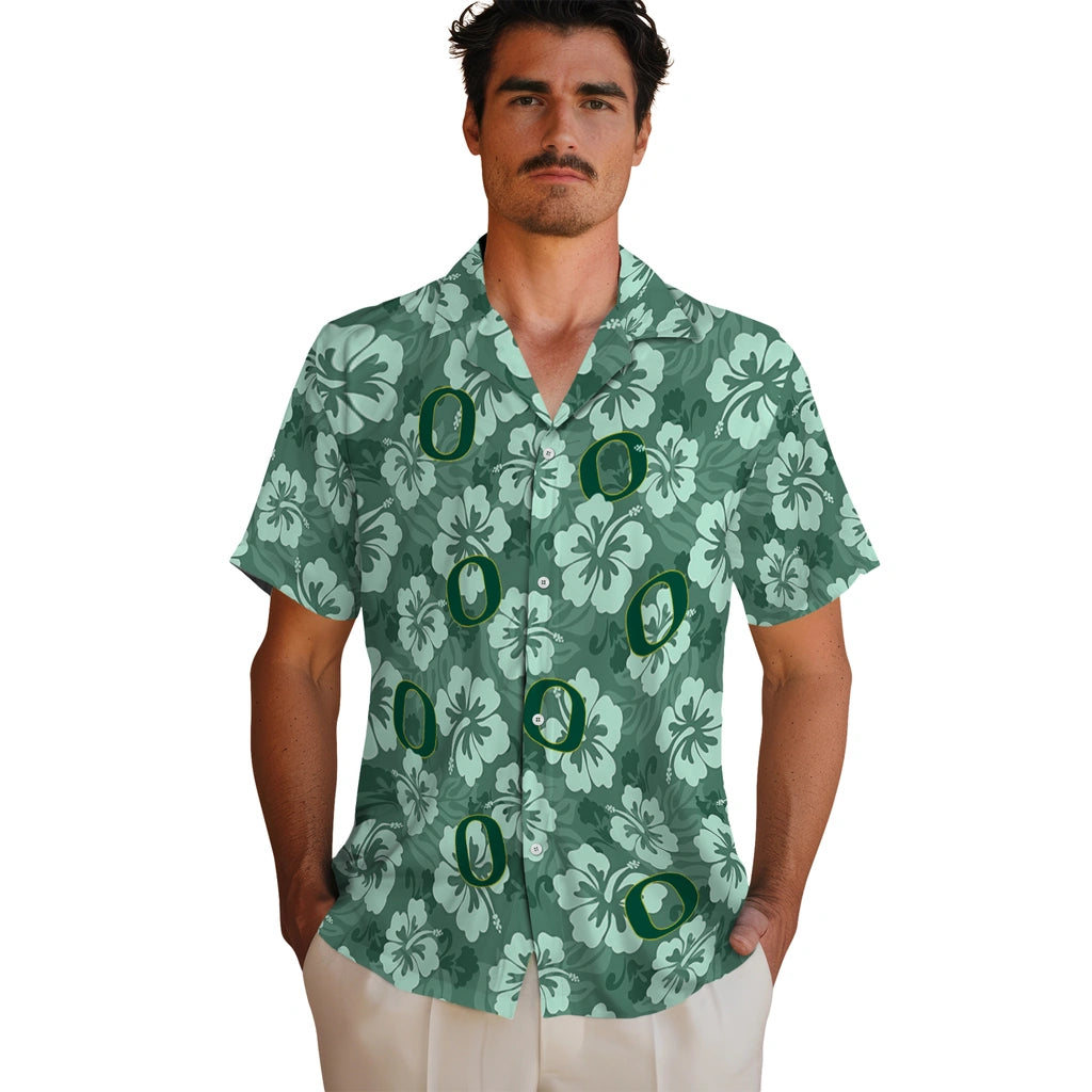 Oregon Ducks Hawaiian Shirt - Hibiscus Cluster | Hula Hawaiian Shirts