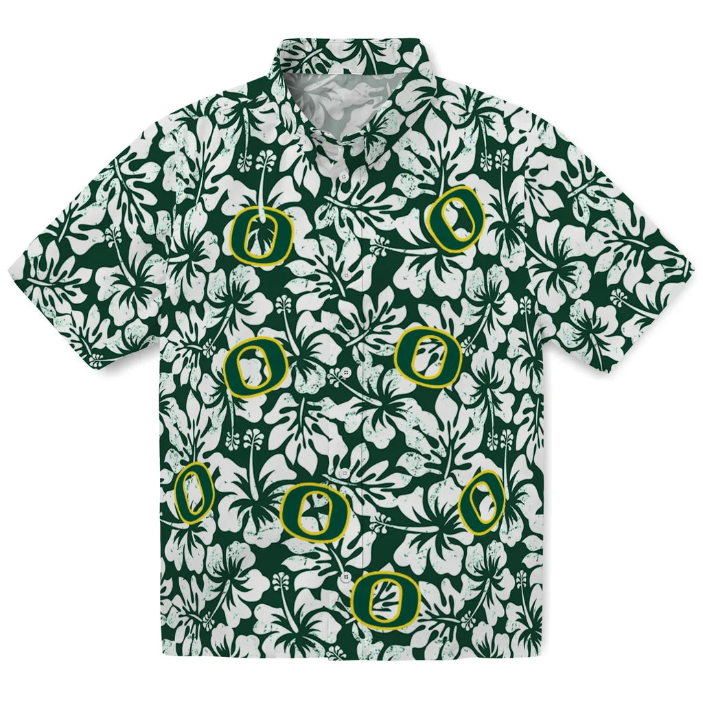 Oregon Ducks Hawaiian Shirt - Hibiscus Motif | Hula Hawaiian Shirts