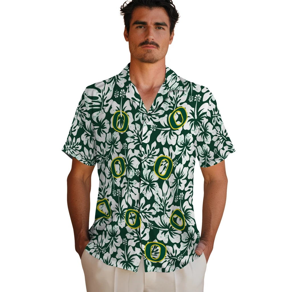 Oregon Ducks Hawaiian Shirt - Hibiscus Motif | Hula Hawaiian Shirts