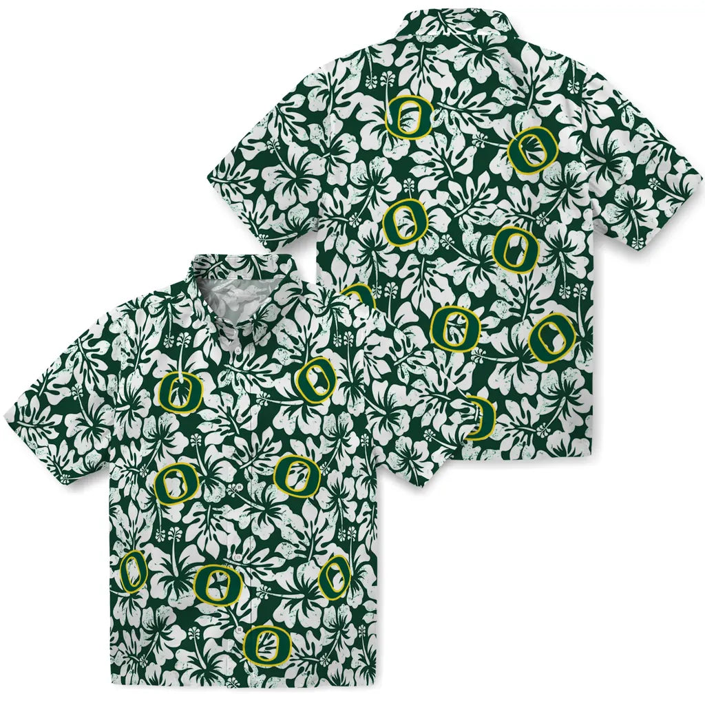 Oregon Ducks Hawaiian Shirt - Hibiscus Motif | Hula Hawaiian Shirts