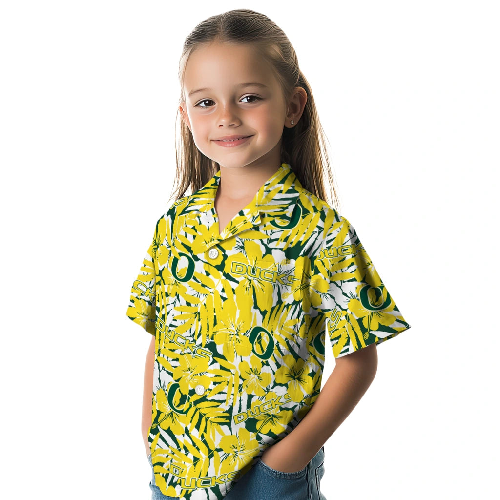 Oregon Ducks Hawaiian Shirt - Hibiscus Overlay | Hula Hawaiian Shirts
