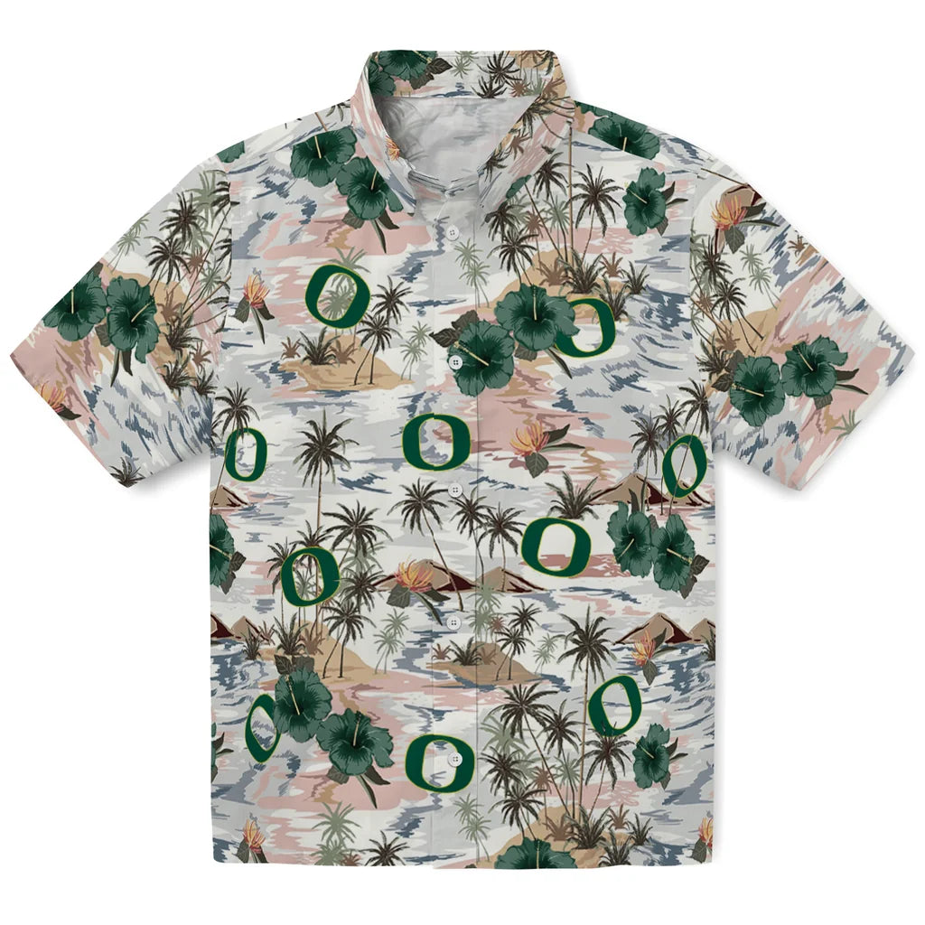 Oregon Ducks Hawaiian Shirt - Hibiscus Seaside | Hula Hawaiian Shirts