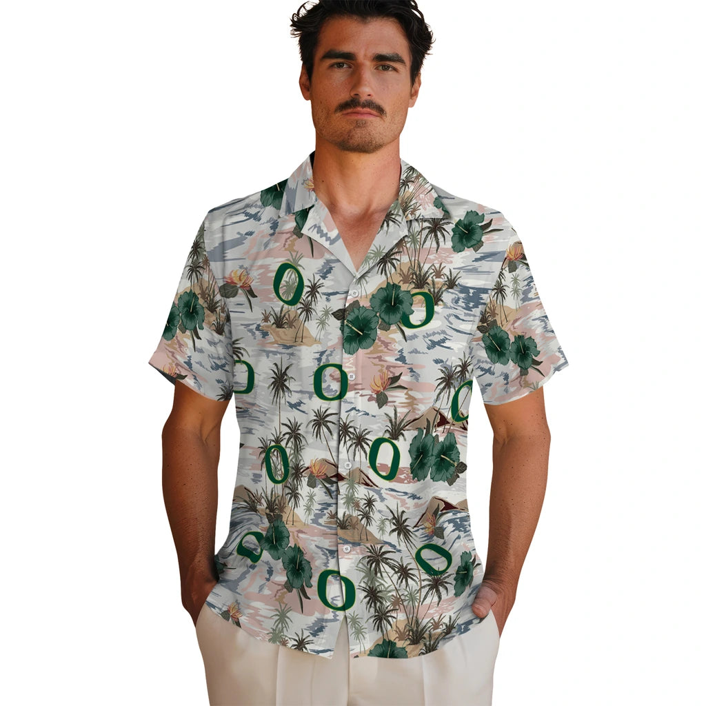 Oregon Ducks Hawaiian Shirt - Hibiscus Seaside | Hula Hawaiian Shirts