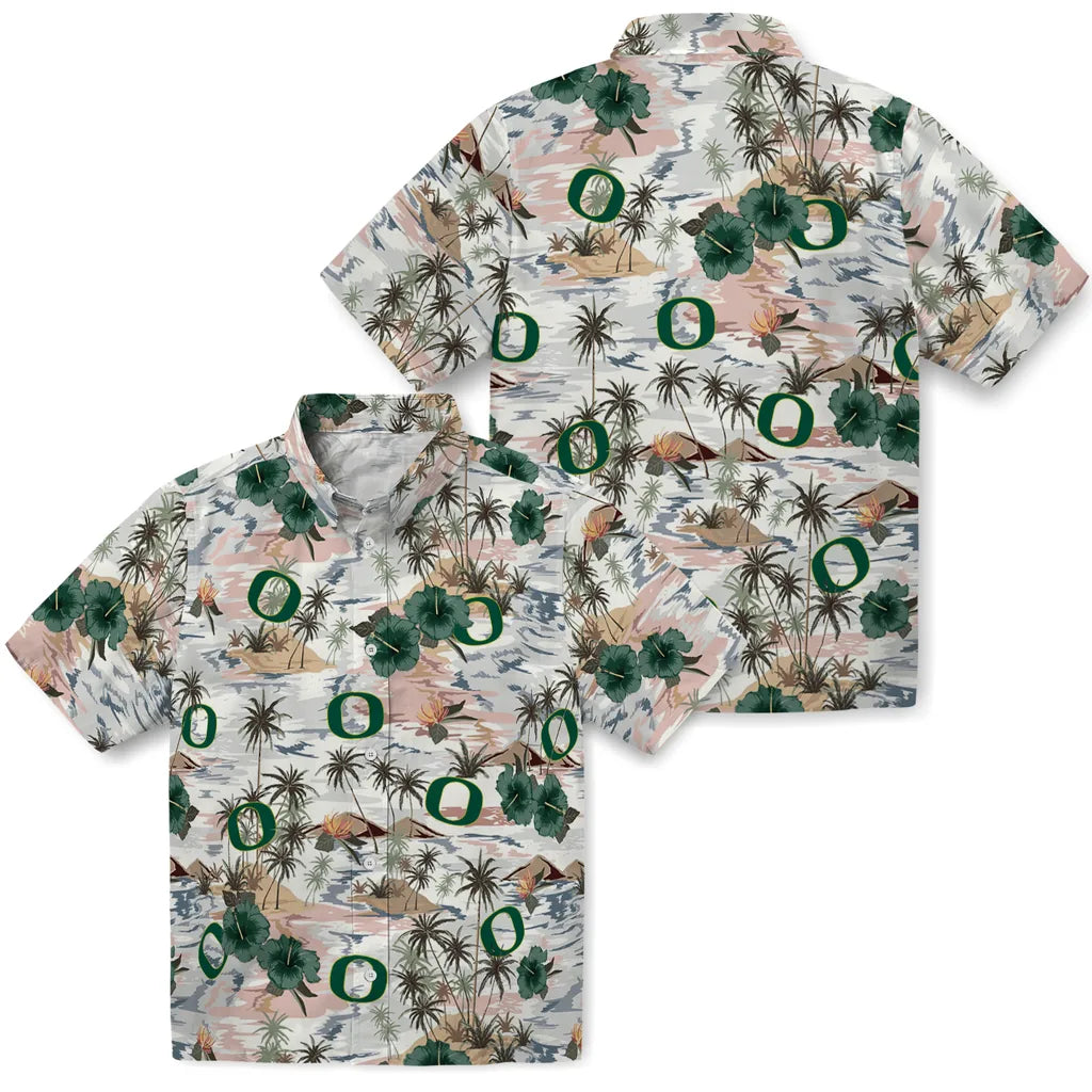 Oregon Ducks Hawaiian Shirt - Hibiscus Seaside | Hula Hawaiian Shirts