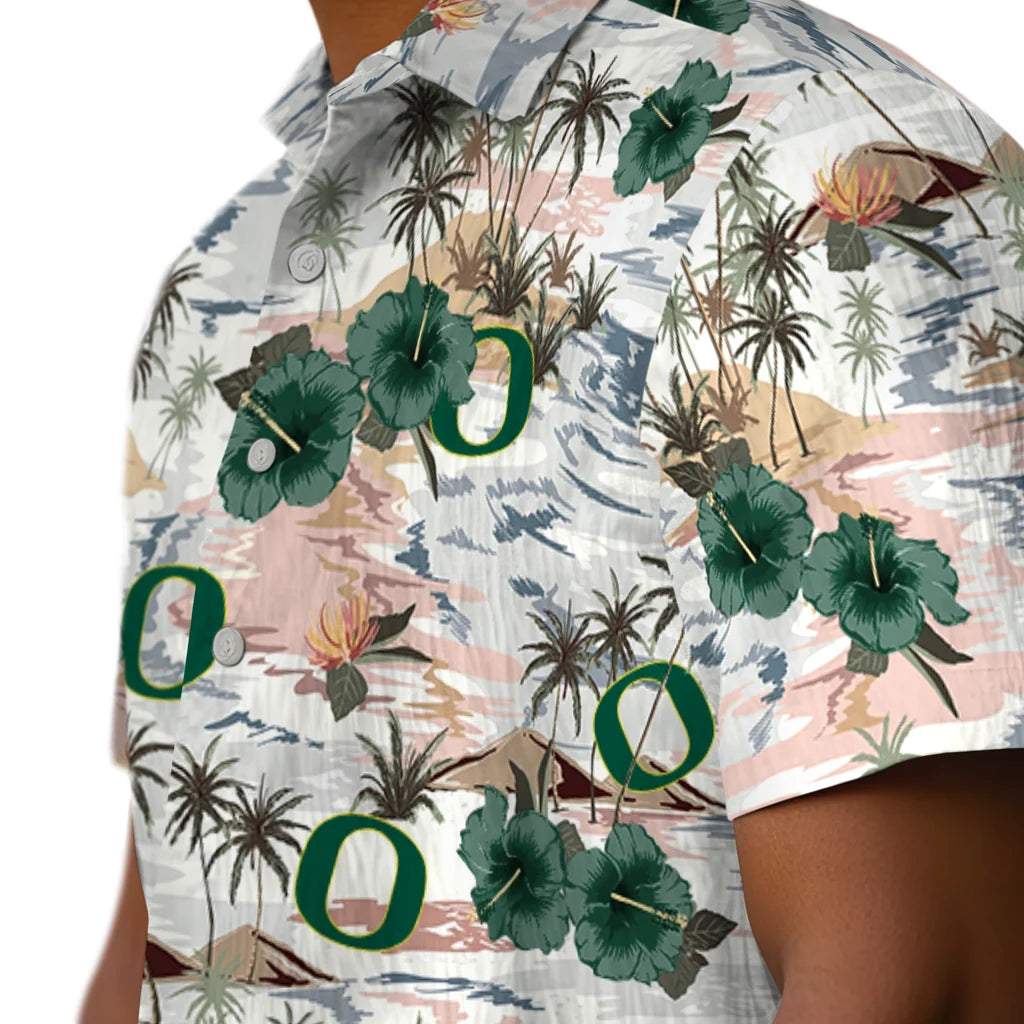 Oregon Ducks Hawaiian Shirt - Hibiscus Seaside | Hula Hawaiian Shirts