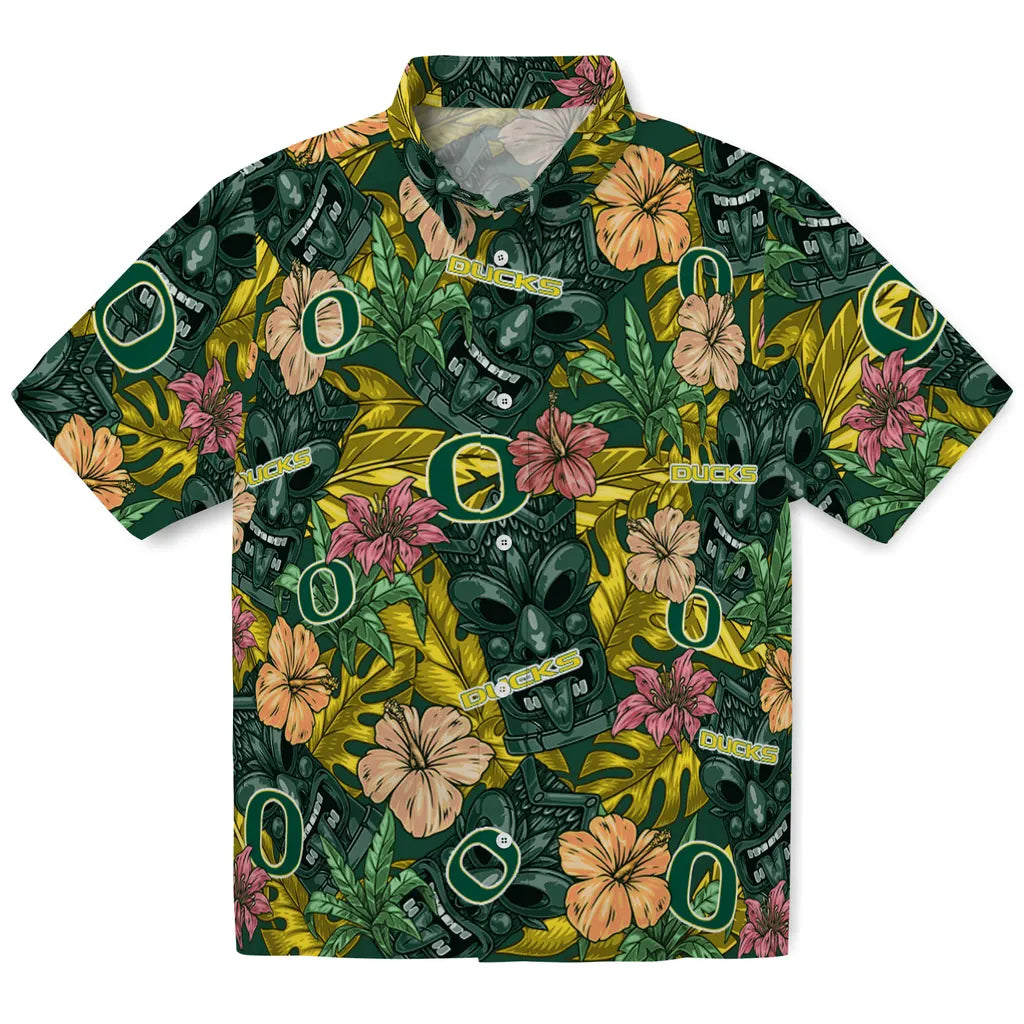 Oregon Ducks Hawaiian Shirt - Hibiscus Tiki Jungle | Hula Hawaiian Shirts