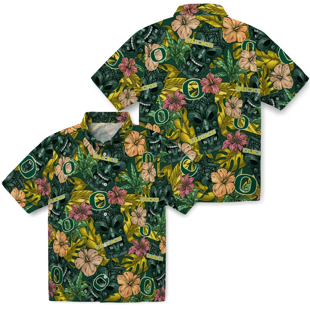 Oregon Ducks Hawaiian Shirt - Hibiscus Tiki Jungle | Hula Hawaiian Shirts