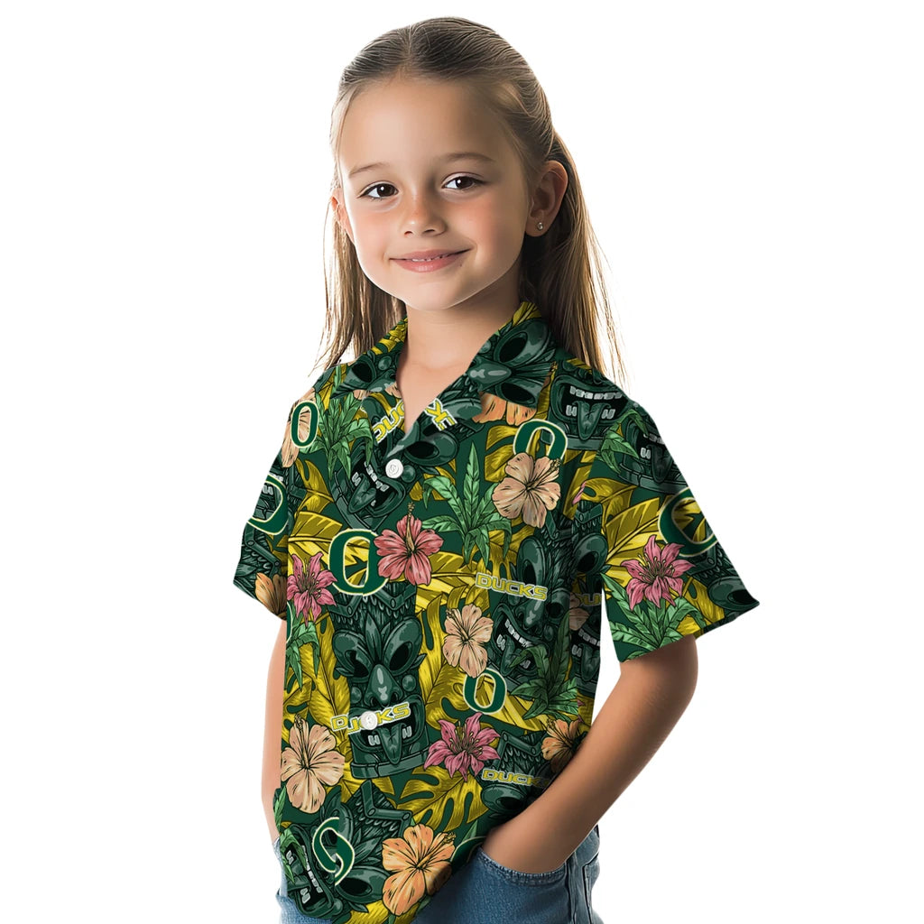 Oregon Ducks Hawaiian Shirt - Hibiscus Tiki Jungle | Hula Hawaiian Shirts
