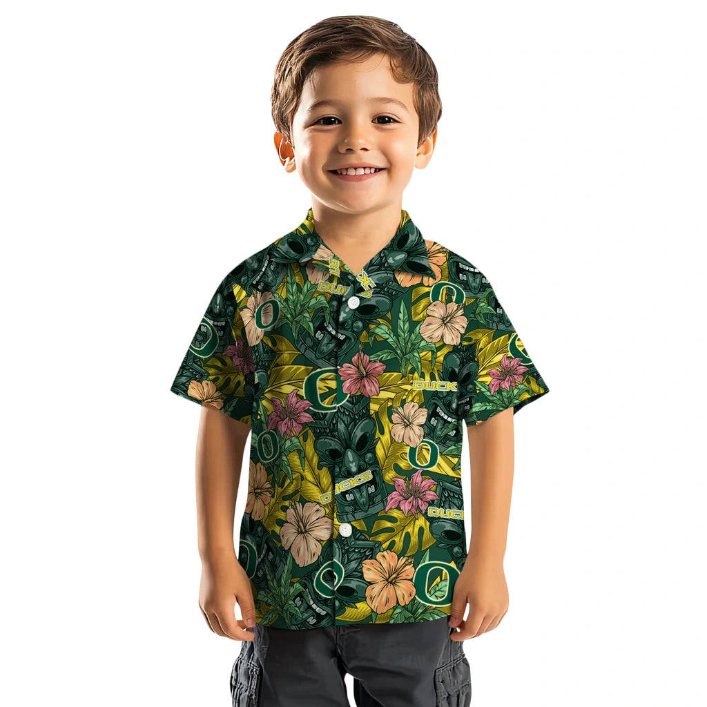 Oregon Ducks Hawaiian Shirt - Hibiscus Tiki Jungle | Hula Hawaiian Shirts