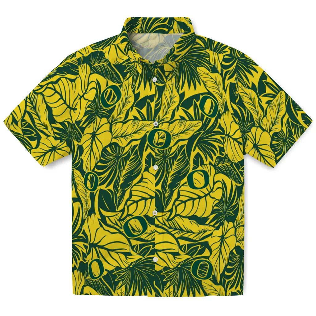 Oregon Ducks Hawaiian Shirt - Monstera Layer | Hula Hawaiian Shirts