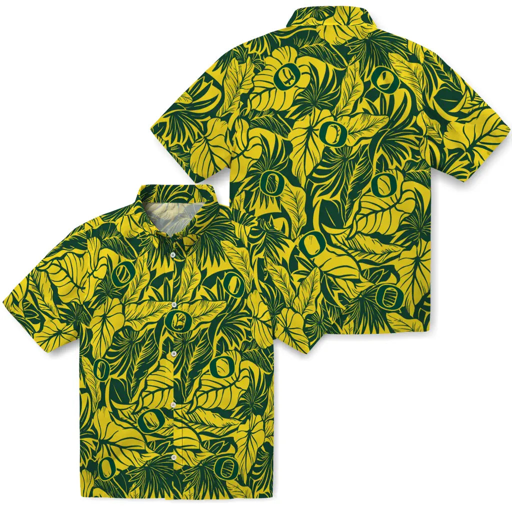 Oregon Ducks Hawaiian Shirt - Monstera Layer | Hula Hawaiian Shirts