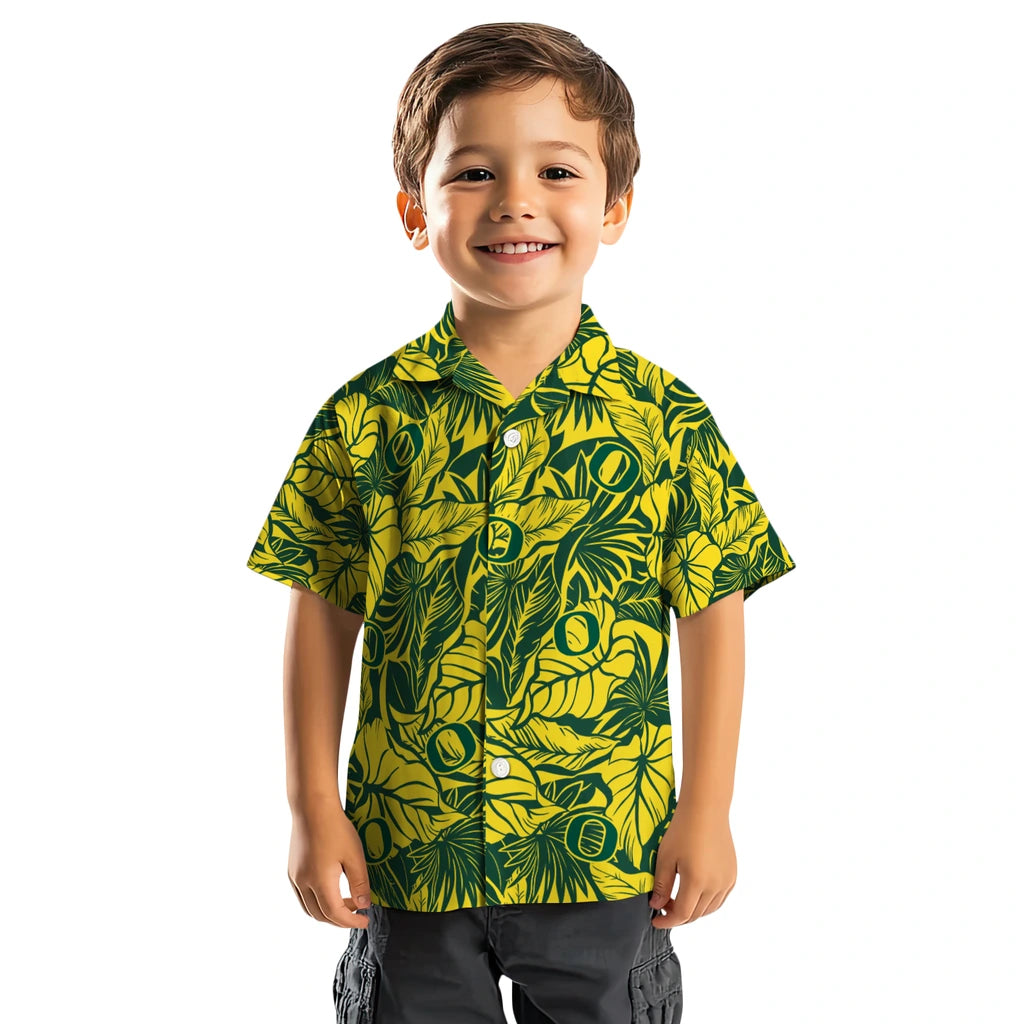 Oregon Ducks Hawaiian Shirt - Monstera Layer | Hula Hawaiian Shirts