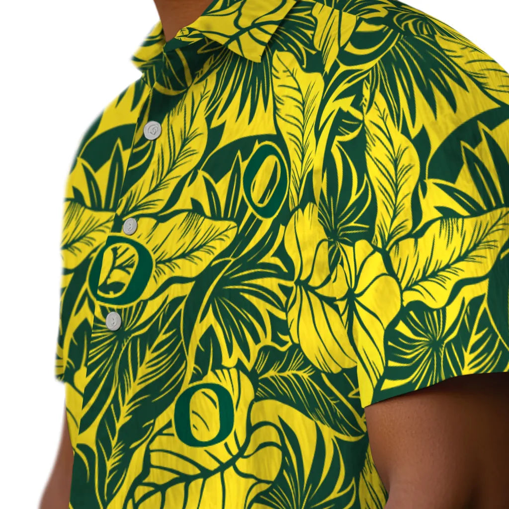 Oregon Ducks Hawaiian Shirt - Monstera Layer | Hula Hawaiian Shirts