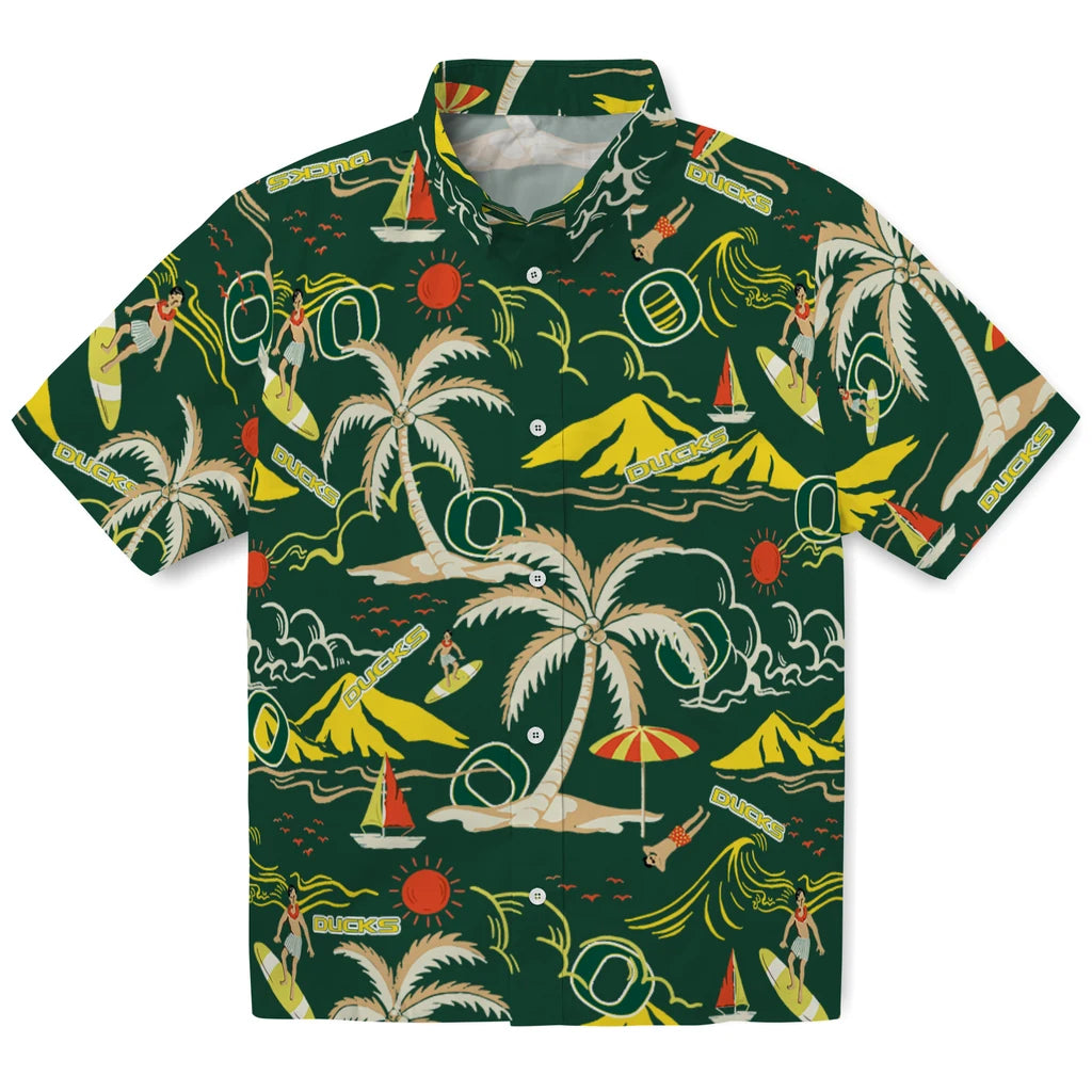 Oregon Ducks Hawaiian Shirt - Palm Tree Island | Hula Hawaiian Shirts