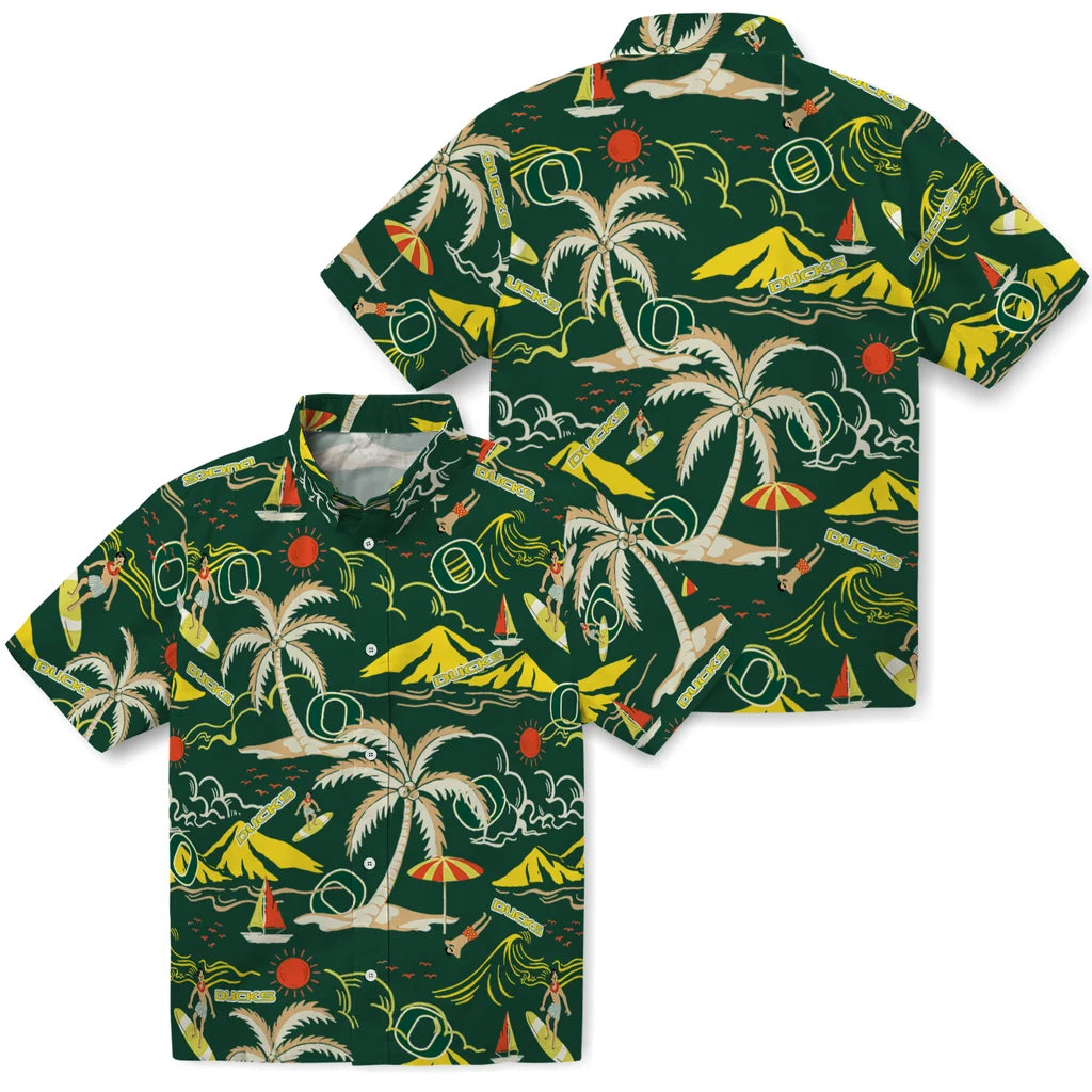 Oregon Ducks Hawaiian Shirt - Palm Tree Island | Hula Hawaiian Shirts