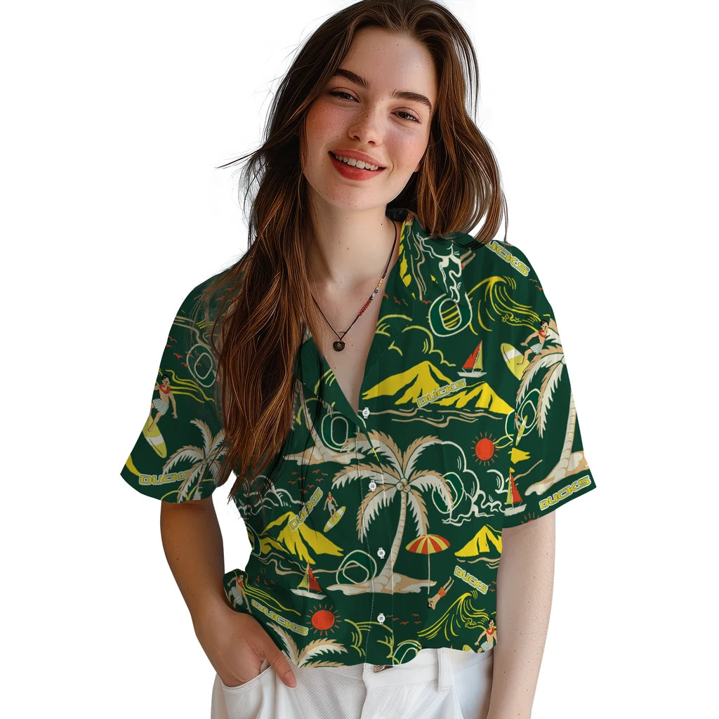 Oregon Ducks Hawaiian Shirt - Palm Tree Island | Hula Hawaiian Shirts