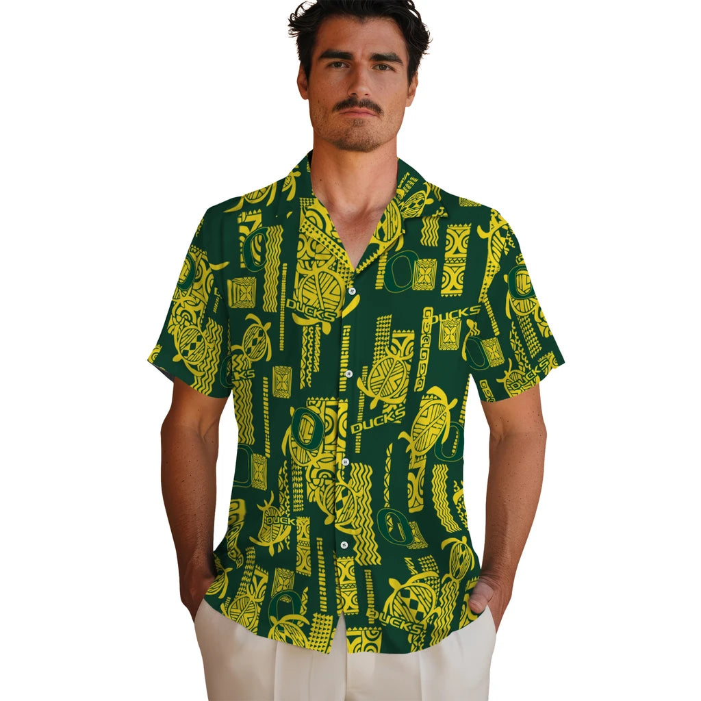 Oregon Ducks Hawaiian Shirt - Turtle Lines | Hula Hawaiian Shirts