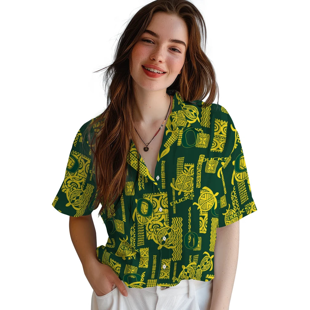 Oregon Ducks Hawaiian Shirt - Turtle Lines | Hula Hawaiian Shirts