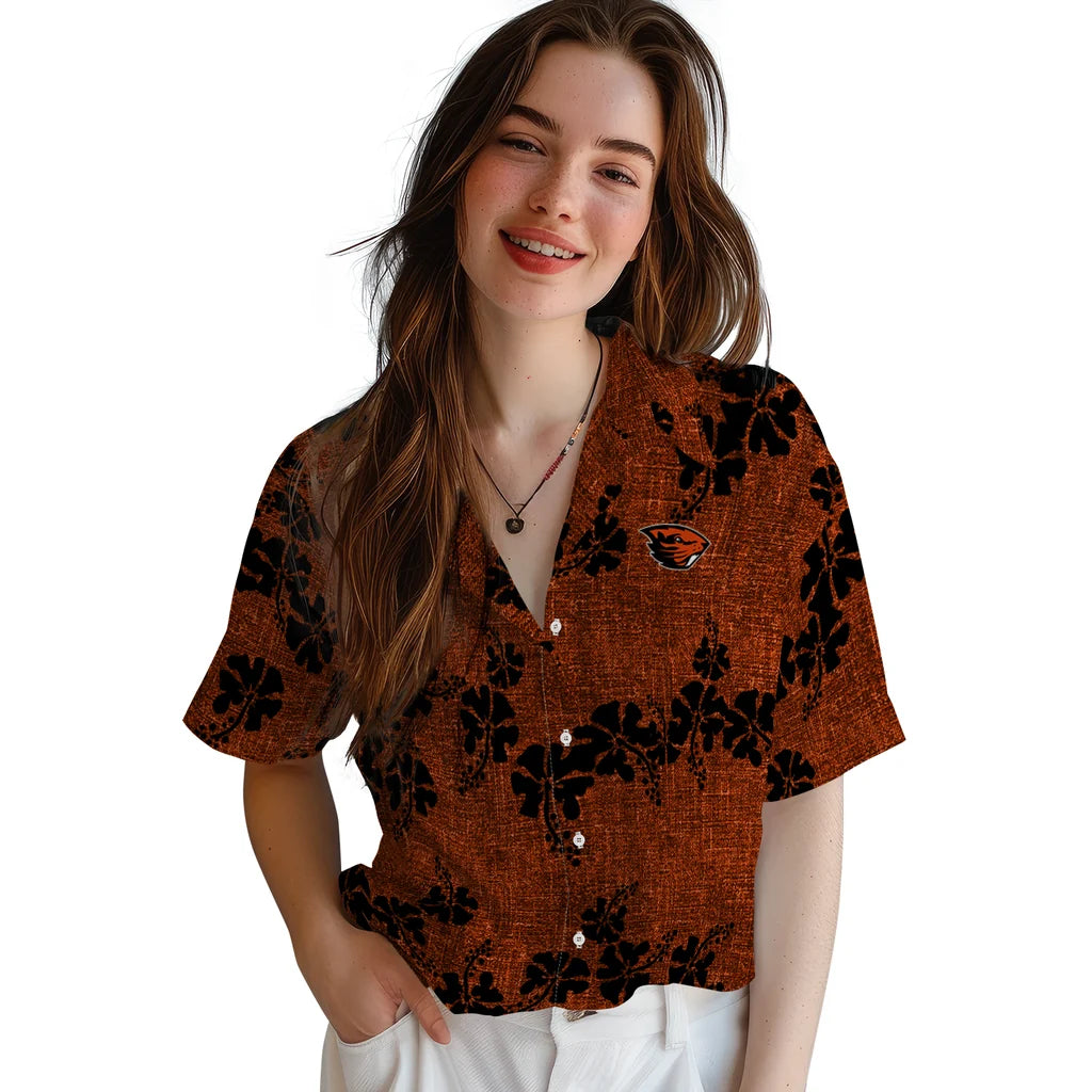 Oregon State Beavers Hawaiian Shirt - 50th State Flower | Hula Hawaiian Shirts