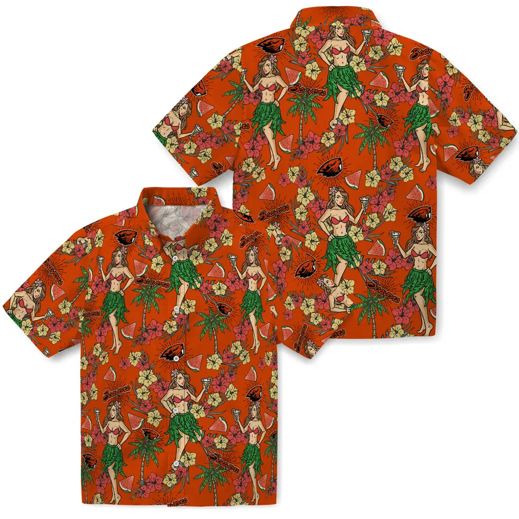 Oregon State Beavers Hawaiian Shirt - Hawaiian Girls Design | Hula Hawaiian Shirts