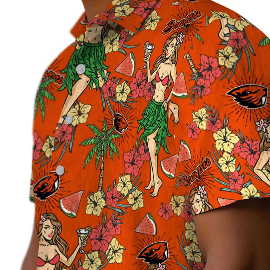 Oregon State Beavers Hawaiian Shirt - Hawaiian Girls Design | Hula Hawaiian Shirts