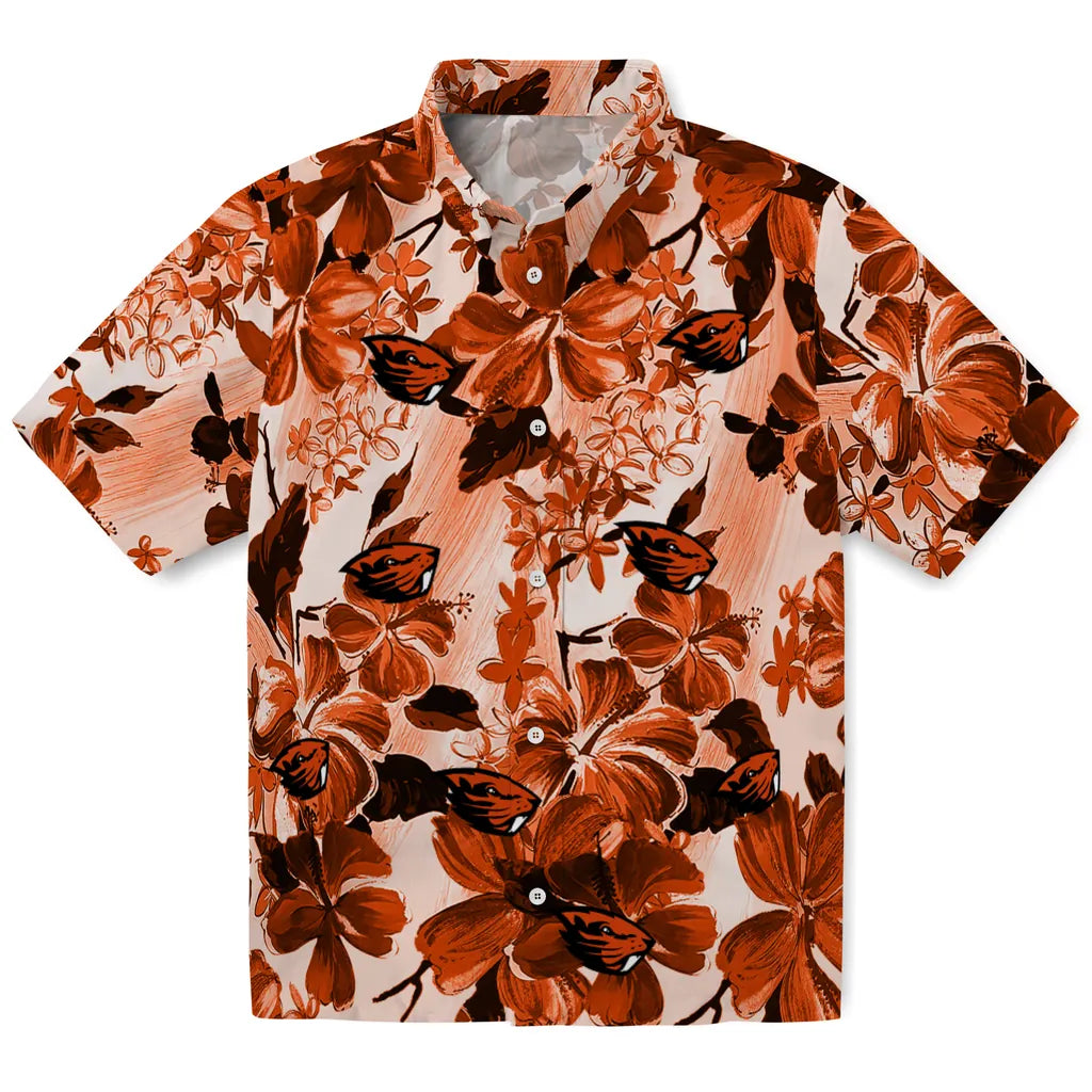 Oregon State Beavers Hawaiian Shirt - Hibiscus Arrangement | Hula Hawaiian Shirts