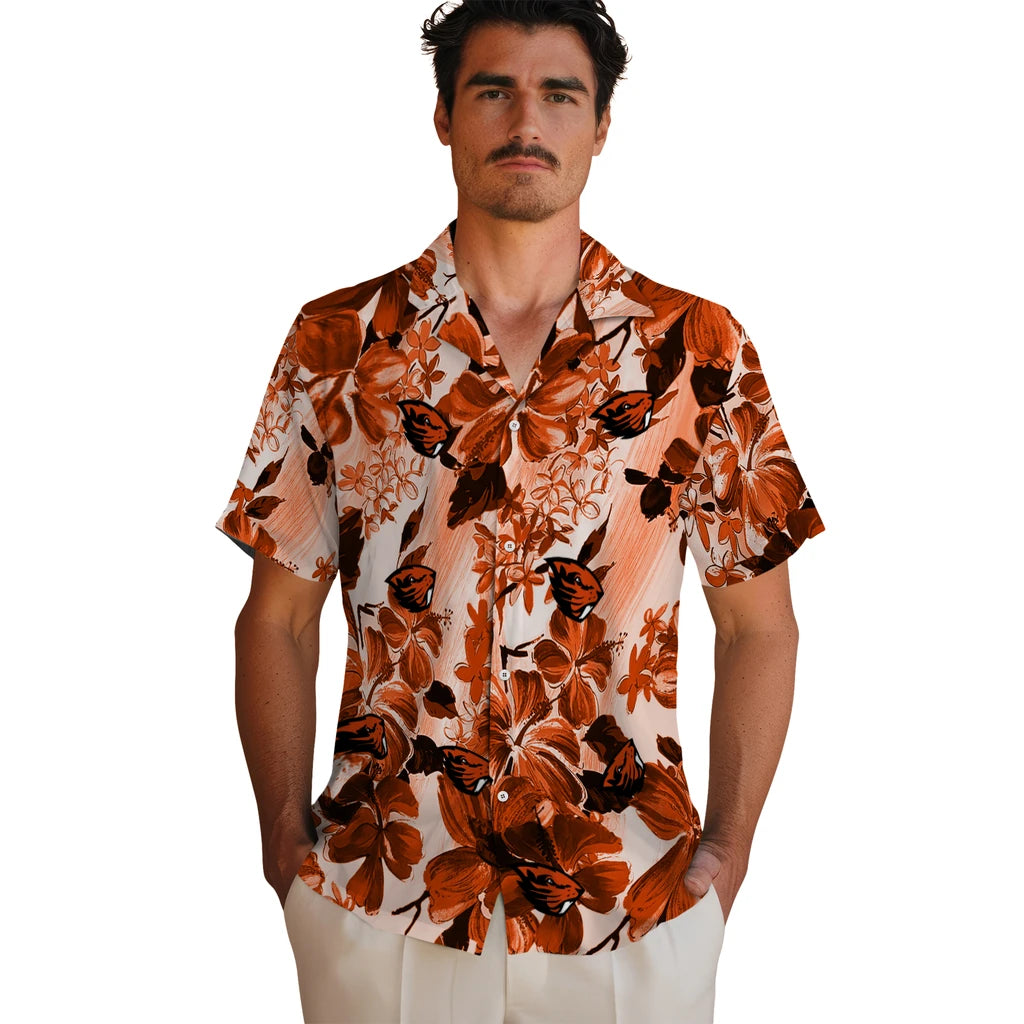 Oregon State Beavers Hawaiian Shirt - Hibiscus Arrangement | Hula Hawaiian Shirts