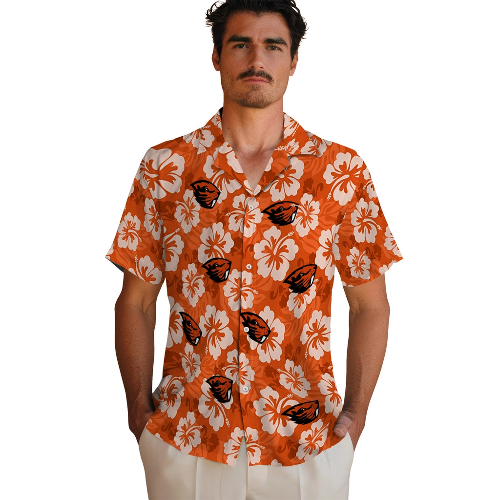 Oregon State Beavers Hawaiian Shirt - Hibiscus Cluster | Hula Hawaiian Shirts