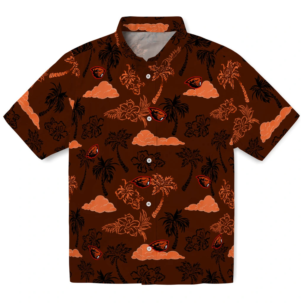 Oregon State Beavers Hawaiian Shirt - Palm And Clouds | Hula Hawaiian Shirts