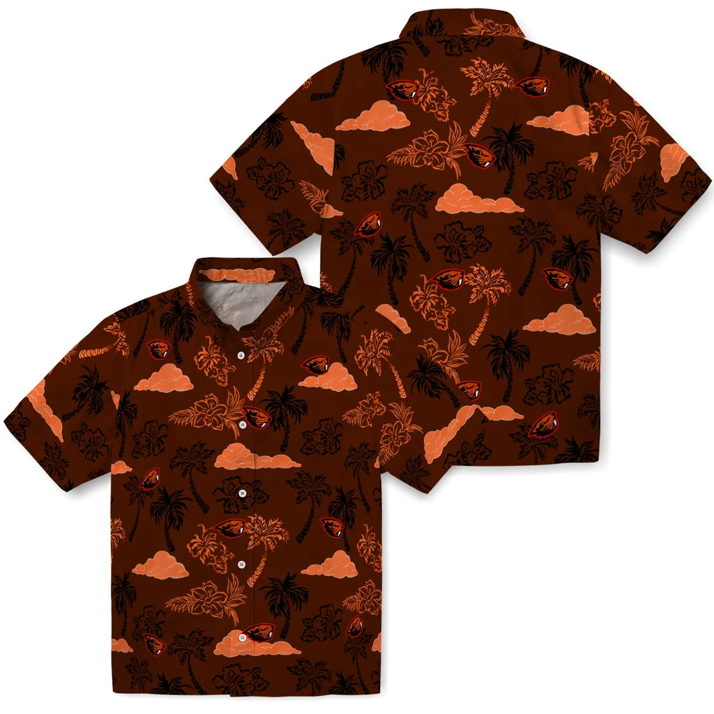 Oregon State Beavers Hawaiian Shirt - Palm And Clouds | Hula Hawaiian Shirts