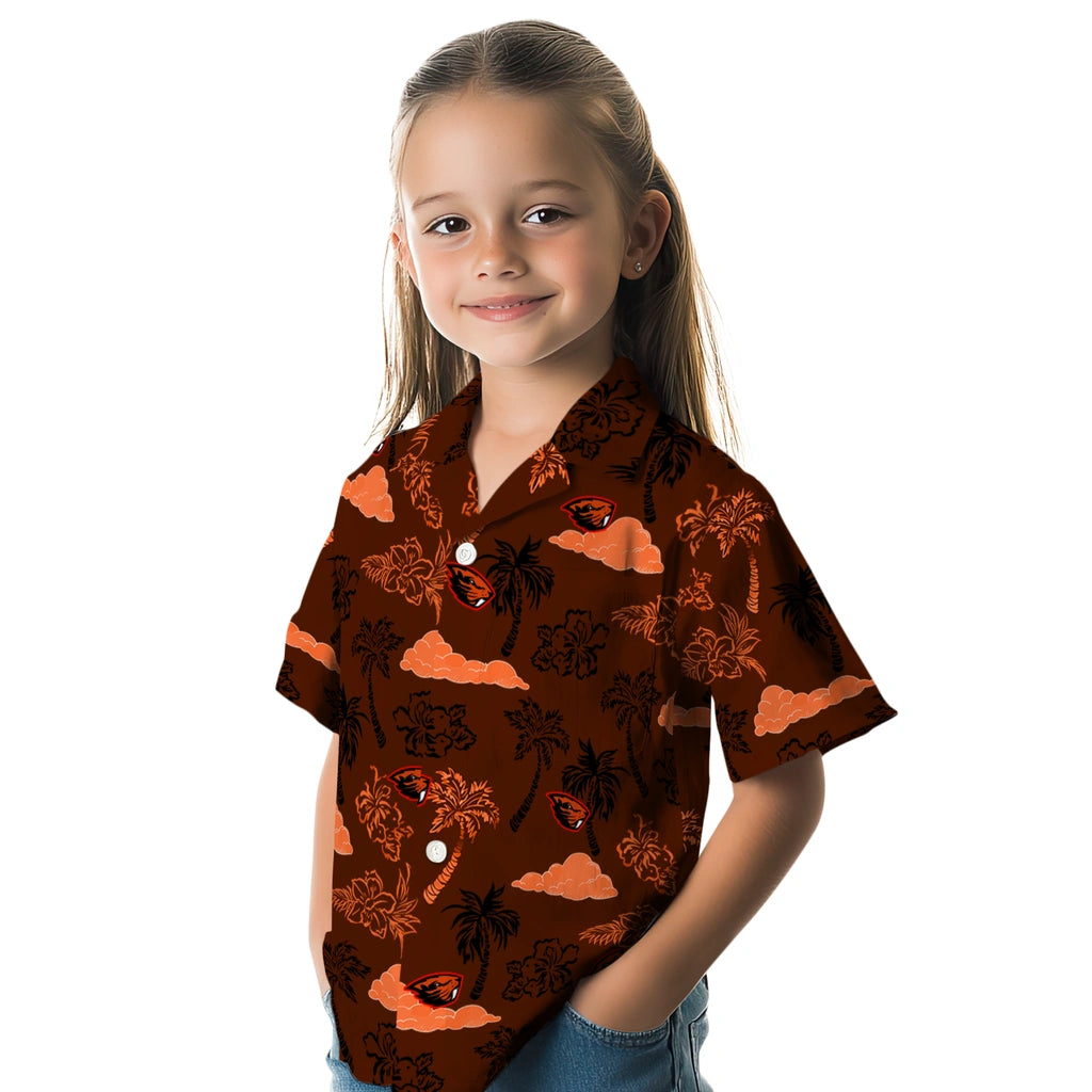 Oregon State Beavers Hawaiian Shirt - Palm And Clouds | Hula Hawaiian Shirts