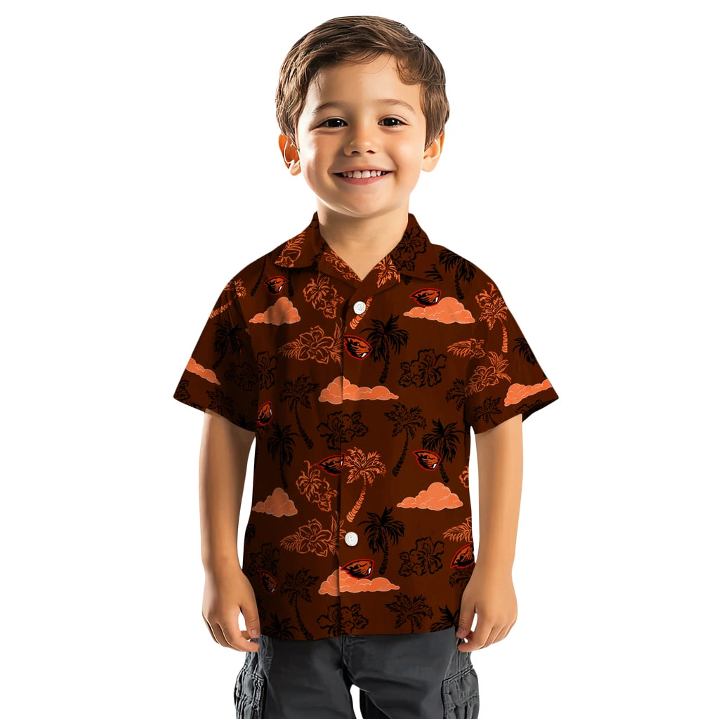 Oregon State Beavers Hawaiian Shirt - Palm And Clouds | Hula Hawaiian Shirts