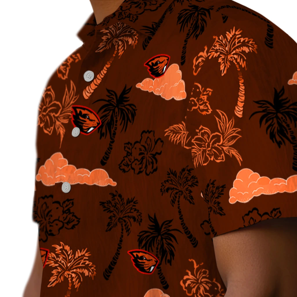 Oregon State Beavers Hawaiian Shirt - Palm And Clouds | Hula Hawaiian Shirts