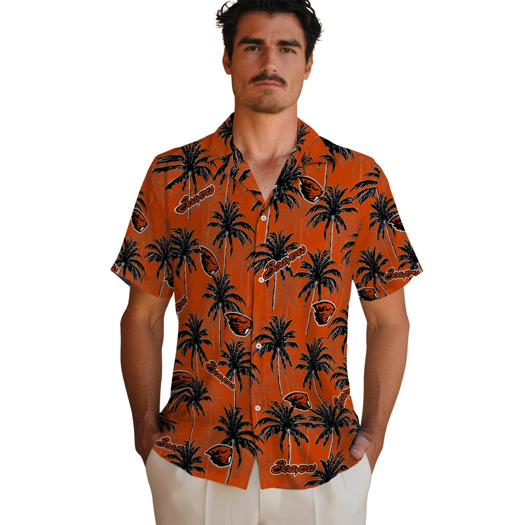 Oregon State Beavers Hawaiian Shirt - Palm Tree Motif | Hula Hawaiian Shirts