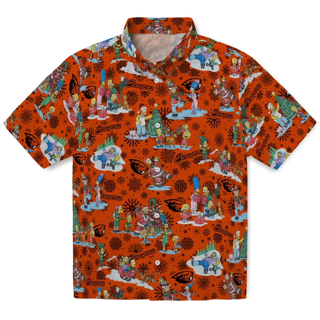 Oregon State Beavers Hawaiian Shirt - Simpsons Christmas | Hula Hawaiian Shirts