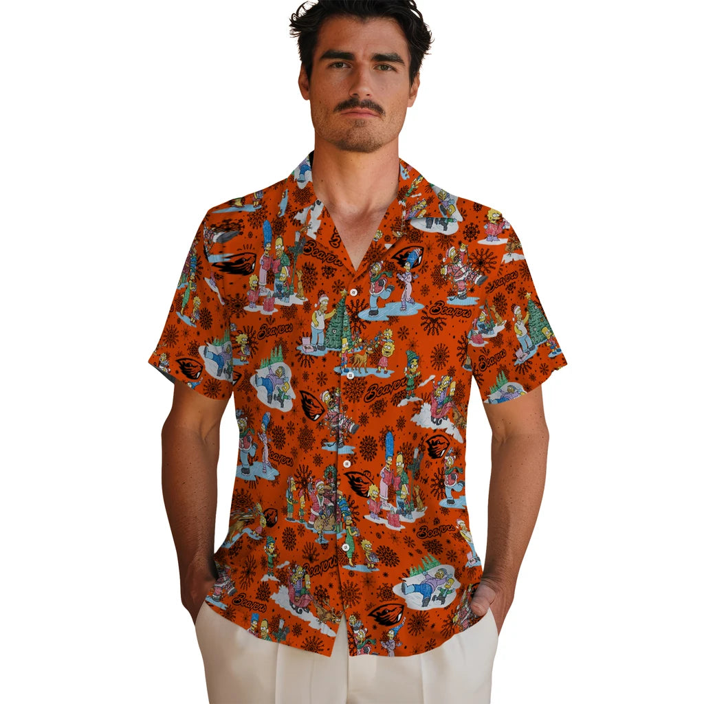 Oregon State Beavers Hawaiian Shirt - Simpsons Christmas | Hula Hawaiian Shirts