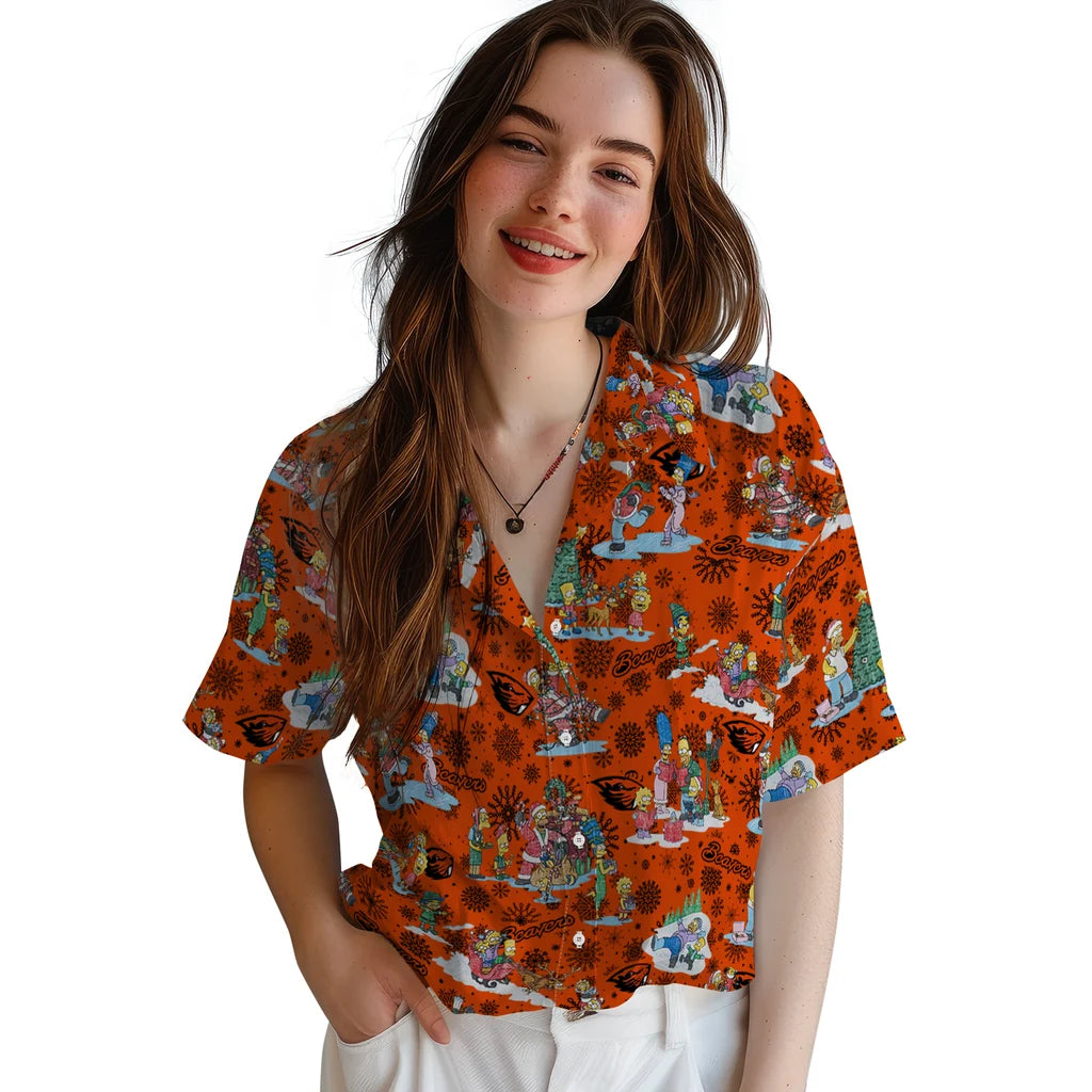 Oregon State Beavers Hawaiian Shirt - Simpsons Christmas | Hula Hawaiian Shirts