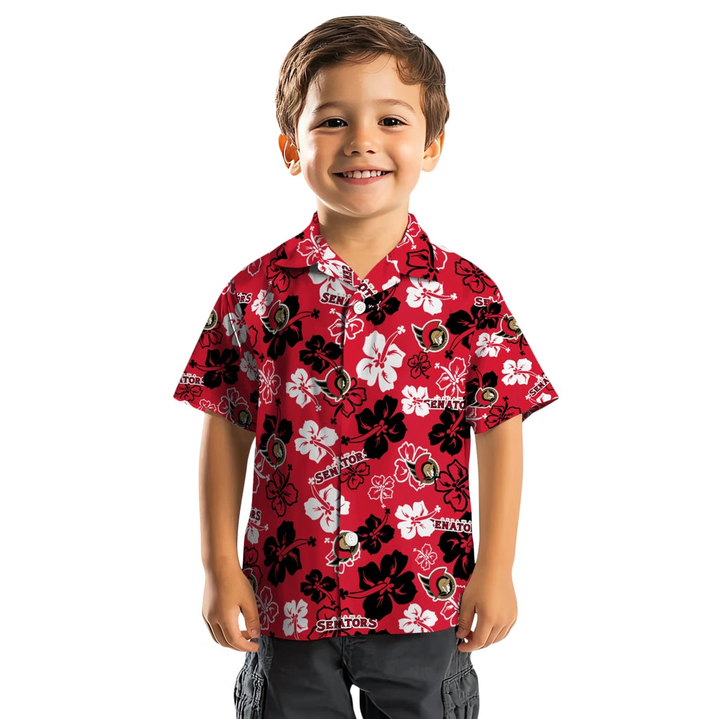 Ottawa Senators Hawaiian Shirt - Hibiscus Flower Design | Hula Hawaiian Shirts