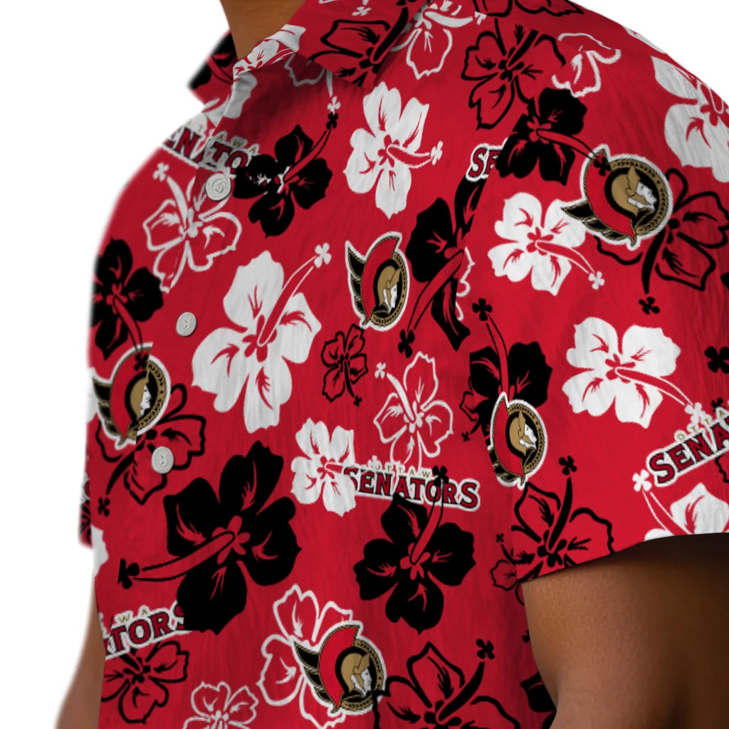 Ottawa Senators Hawaiian Shirt - Hibiscus Flower Design | Hula Hawaiian Shirts