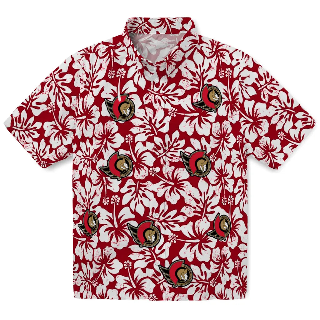 Ottawa Senators Hawaiian Shirt - Hibiscus Motif | Hula Hawaiian Shirts