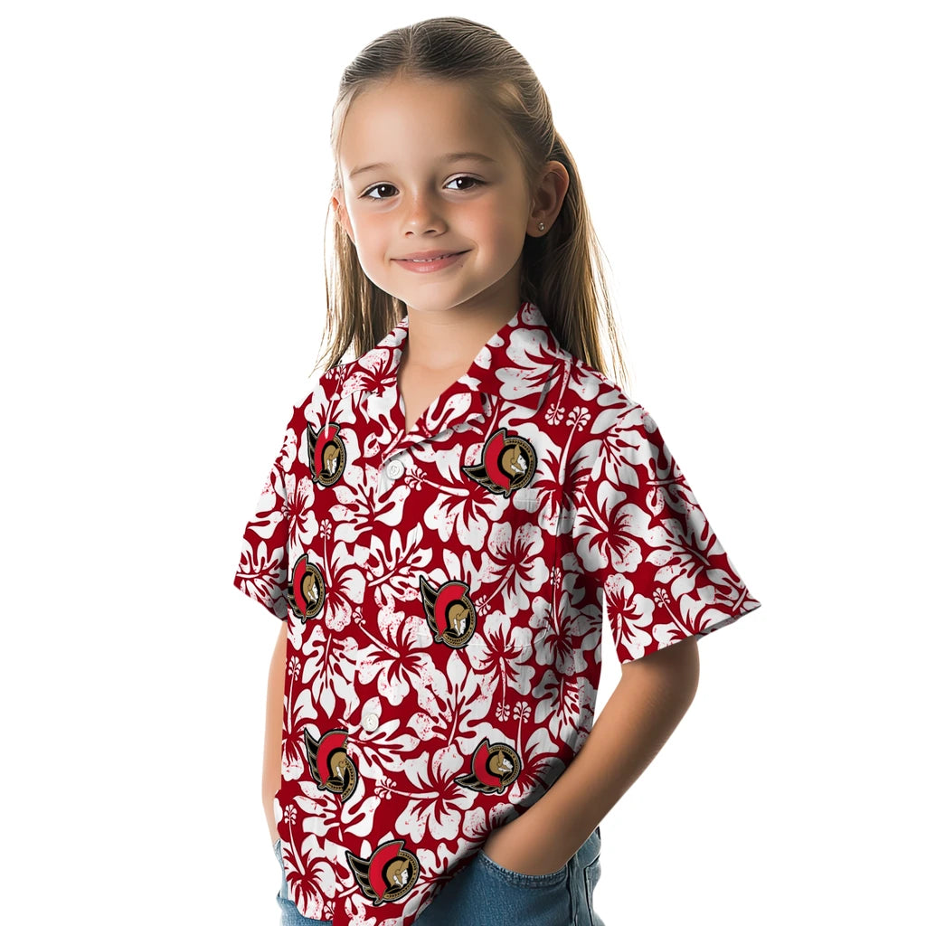 Ottawa Senators Hawaiian Shirt - Hibiscus Motif | Hula Hawaiian Shirts