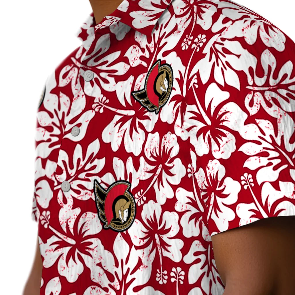 Ottawa Senators Hawaiian Shirt - Hibiscus Motif | Hula Hawaiian Shirts