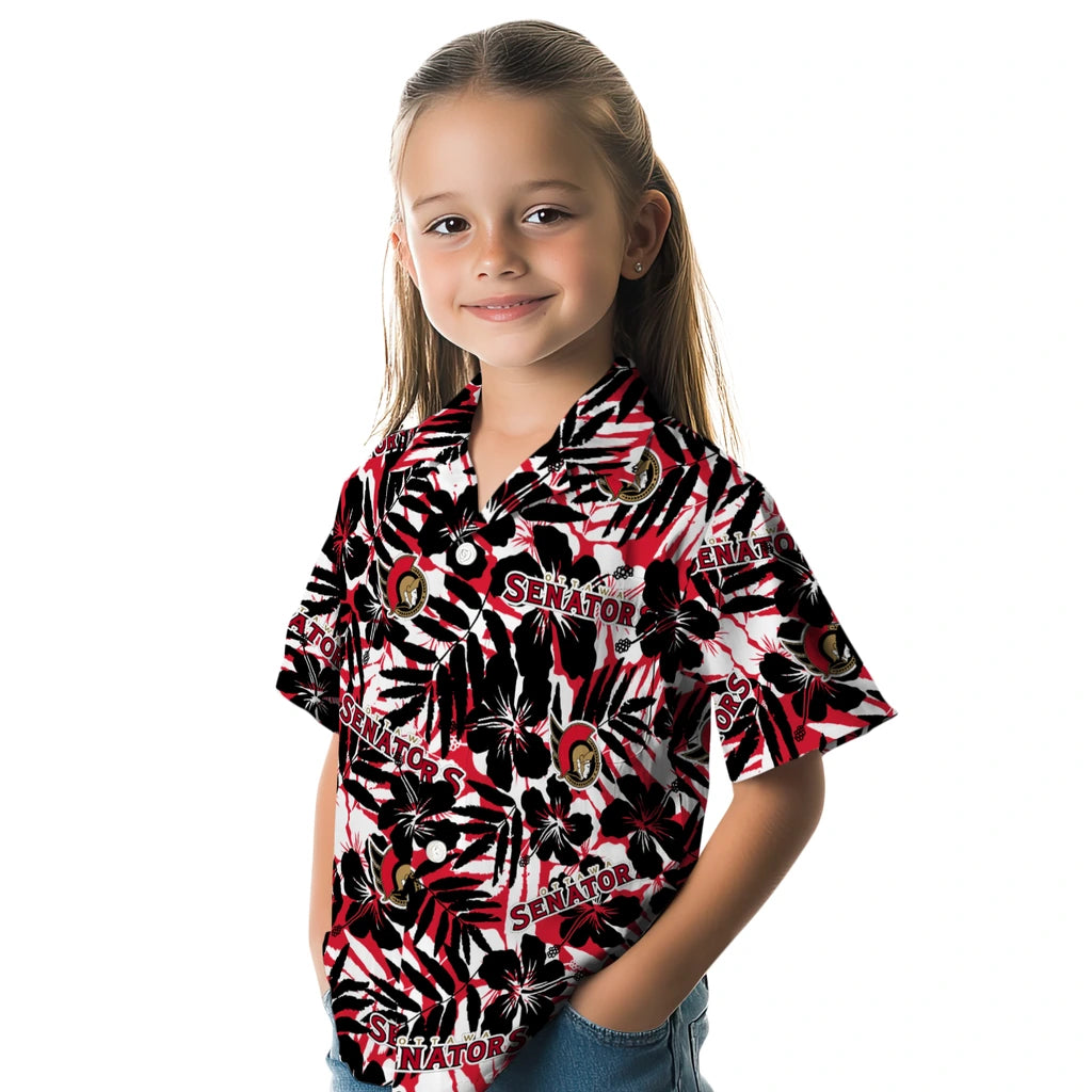 Ottawa Senators Hawaiian Shirt - Hibiscus Overlay | Hula Hawaiian Shirts