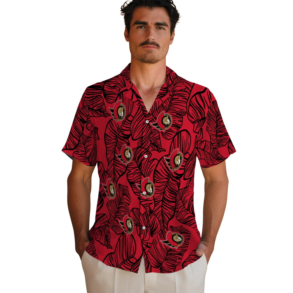 Ottawa Senators Hawaiian Shirt - Leaf Outline | Hula Hawaiian Shirts
