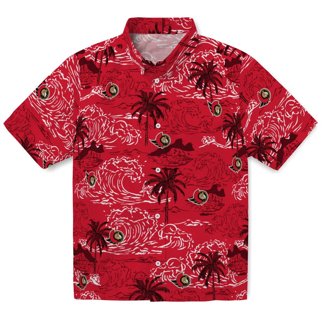 Ottawa Senators Hawaiian Shirt - Wave Palm | Hula Hawaiian Shirts